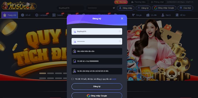 Trang chủ 45 Thủ tục đăng ký tài khoản cược XOSO66